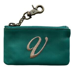 Albright Green Leather Zip Pouch